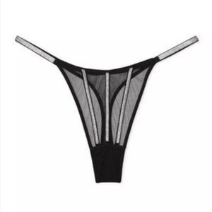 VS Black Sheer Women's Rhinestone Thong